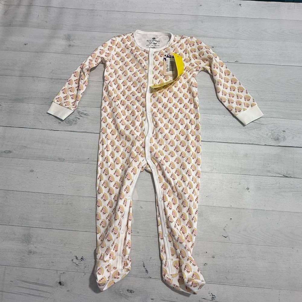 Ro's garden Pima cotton Casey infant pajama horses pink 12-18 months NEW